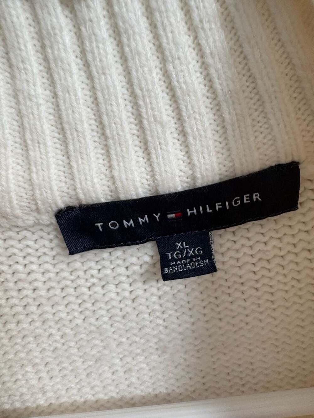 Tommy Hilfiger Colorblock Mock Neck Knit Sweater Pink Red Navy - Picture 3 of 4